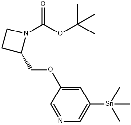 (2S)-2-[[[5-(TRIMETHYLSTANNYL)-3-PYRIDINYL]OXY]METHYL]-1-AZETIDINECARBOXYLIC ACID, T-BUTYL ESTER Structure