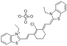 2-[2-[2-Chloro-3-[2-(3-ethyl-3H-benzthiazol-2-ylidene)-ethylidene]-1-cyclohexen-1-yl]ethenyl]-3-ethyl-benzthiazoliumper Struktur