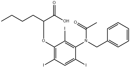 2-[[3-(N-Benzylacetylamino)-2,4,6-triiodophenyl]oxy]hexanoic acid Struktur