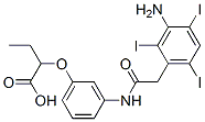 2-[3-[[2-(3-amino-2,4,6-triiodo-phenyl)acetyl]amino]phenoxy]butanoic acid Struktur