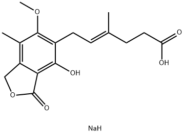 6-(1,3-Dihydro-4-sodiooxy-6-methoxy-7-methyl-3-oxoisobenzofuran-5-yl)-4-methyl-4-hexenoic acid sodium salt Struktur