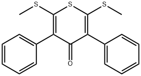 2,6-Bis(methylthio)-3,5-diphenyl-4H-thiopyran-4-one Struktur