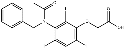 [3-(N-Benzylacetylamino)-2,4,6-triiodophenyloxy]acetic acid Struktur