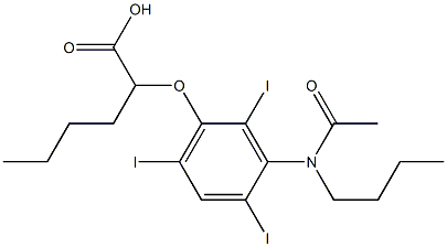 2-[[3-(N-Butylacetylamino)-2,4,6-triiodophenyl]oxy]hexanoic acid Struktur