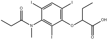 2-[3-(N-Methylpropionylamino)-2,4,6-triiodophenoxy]butyric acid Struktur