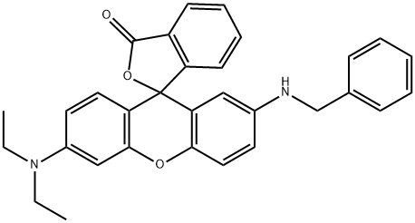 3'-(Diethylamino)-7'-benzylaminospiro[isobenzofuran-1(3H),9'-[9H]xanthen]-3-one Struktur