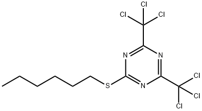 2-Hexylthio-4,6-bis(trichloromethyl)-1,3,5-triazine Struktur