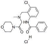 N-[3-chloro-2-[[methyl[2-morpholino-2-oxoethyl]amino]methyl]phenyl]benzamide monohydrochloride Struktur