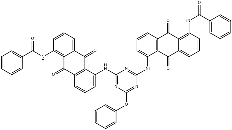 N,N'-[(6-phenoxy-1,3,5-triazine-2,4-diyl)bis[imino(9,10-dihydro-9,10-dioxoanthracene-5,1-diyl)]]bis(benzamide) Struktur