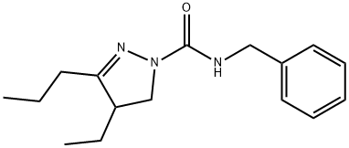 N-Benzyl-4-ethyl-3-propyl-2-pyrazoline-1-carboxamide Struktur