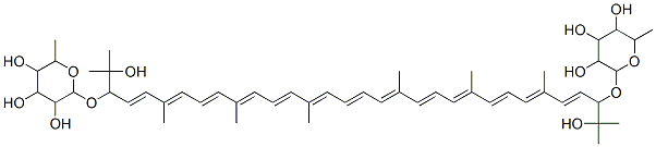 2-[(4E,6E,8E,10E,12E,14E,16E,18E,20E,22E,24E,26E,28E)-2,31-dihydroxy-2,6,10,14,19,23,27,31-octamethyl-30-(3,4,5-trihydroxy-6-methyl-oxan-2-yl)oxy-dotriaconta-4,6,8,10,12,14,16,18,20,22,24,26,28-tridecaen-3-yl]oxy-6-methyl-oxane-3,4,5-triol Struktur