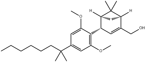 (+/-)-4R-[4-(1,1-DIMETHYLHEPTYL)-2,6-DIMETHOXYPHENYL]-6,6-DIMETHYL-1R,5R-BICYCLO[3.1.1]HEPT-2-ENE-2-METHANOL Struktur