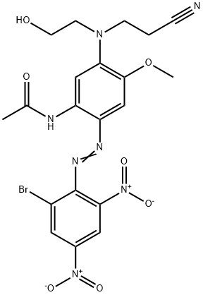 N-[2-[(2-bromo-4,6-dinitrophenyl)azo]-5-[(2-cyanoethyl)(2-hydroxyethyl)amino]-4-methoxyphenyl]acetamide  Struktur