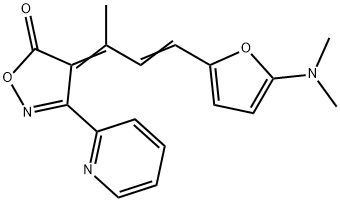 5(4H)-Isoxazolone,  4-[3-[5-(dimethylamino)-2-furanyl]-1-methyl-2-propenylidene]-3-(2-pyridinyl)-  (9CI) Struktur