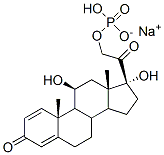 Pregna-1,4-diene-3,20-dione, 11,17-dihydroxy-21-(phosphonooxy)-, monosodium salt, (11beta)- Struktur