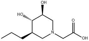 1-Piperidineacetic acid, 3,4-dihydroxy-5-propyl-, (3S,4S,5R)- (9CI) Struktur