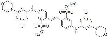 disodium 4,4'-bis[(4-chloro-6-morpholino-1,3,5-triazin-2-yl)amino]stilbene-2,2'-disulphonate Struktur