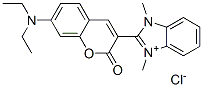 2-[7-(diethylamino)-2-oxo-2H-1-benzopyran-3-yl]-1,3-dimethyl-1H-benzimidazolium chloride Struktur