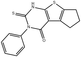 3-PHENYL-2-SULFANYL-3,5,6,7-TETRAHYDRO-4H-CYCLOPENTA[4,5]THIENO[2,3-D]PYRIMIDIN-4-ONE Struktur