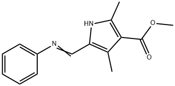 1H-Pyrrole-3-carboxylicacid,2,4-dimethyl-5-[(phenylimino)methyl]-,methylester(9CI) Struktur