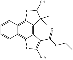 2-Amino-4,5-dihydro-5-hydroxy-4,4-dimethyl-naphtho[1,2-b:4,3<br>-b'']difuran-3-carboxylic acid ethyl ester Struktur