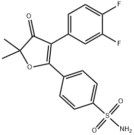 4-(3-(3,4-difluorophenyl)-5,5-dimethyl-4-oxo-4,5-dihydrofuran-2-yl)benzenesulfonamide Struktur