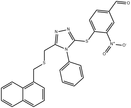 4-[(5-([(1-NAPHTHYLMETHYL)THIO]METHYL)-4-PHENYL-4H-1,2,4-TRIAZOL-3-YL)THIO]-3-NITROBENZALDEHYDE Struktur