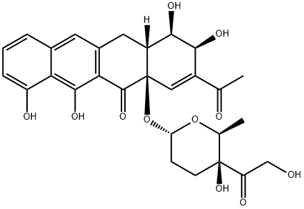 (1R,2S,4aS,12aR)-3-acetyl-1,2,6,7-tetrahydroxy-4a-[(2S,5S,6S)-5-hydroxy-5-(2-hydroxyacetyl)-6-methyl-oxan-2-yl]oxy-1,2,12,12a-tetrahydrotetracen-5-one Struktur