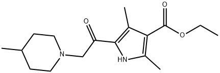 1H-Pyrrole-3-carboxylicacid,2,4-dimethyl-5-[(4-methyl-1-piperidinyl)acetyl]-,ethylester(9CI) Struktur