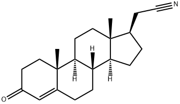 2-[(8S,9S,10R,13S,14S,17R)-10,13-dimethyl-3-oxo-1,2,6,7,8,9,11,12,14,1 5,16,17-dodecahydrocyclopenta[a]phenanthren-17-yl]acetonitrile Struktur