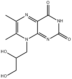 2,4(3H,8H)-Pteridinedione, 8-(2,3-dihydroxypropyl)-6,7-dimethyl- Struktur