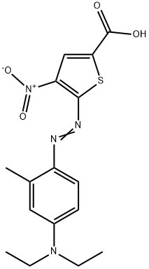 2-Thiophenecarboxylic  acid,  5-[[4-(diethylamino)-2-methylphenyl]azo]-4-nitro-  (9CI) Struktur