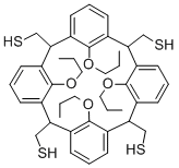 5,11,17,23-TETRAKIS-MERCAPTOMETHYL-25,26,27,28-TETRAPROPOXYCALIX[4!ARENE Struktur