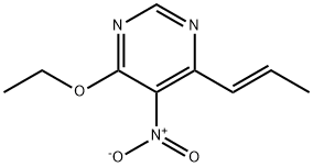 Pyrimidine, 4-ethoxy-5-nitro-6-(1E)-1-propenyl- (9CI) Struktur