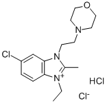 5-chloro-1-ethyl-2-methyl-3-(2-morpholinoethyl)benzimidazolium chloride monohydrochloride Struktur