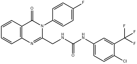 N-[4-Chloro-3-(trifluoromethyl)phenyl]-N'-[[3-(4-fluorophenyl)-3,4-dihydro-4-oxo-2-quinazolinyl]methyl]urea Struktur