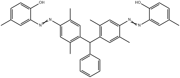 2,2'-[benzylidenebis[(2,5-dimethyl-4,1-phenylene)azo]]bis[p-cresol]  Struktur