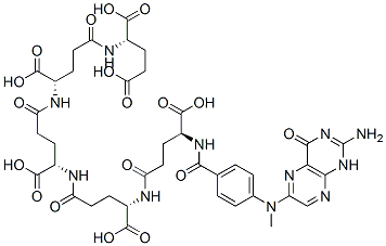 (2S)-2-[[(4S)-4-[[(4S)-4-[[(4S)-4-[[(4S)-4-[[4-[(2-amino-4-oxo-1H-pteridin-6-yl)methylamino]benzoyl]amino]-4-carboxy-butanoyl]amino]-4-carboxy-butanoyl]amino]-4-carboxy-butanoyl]amino]-4-carboxy-butanoyl]amino]pentanedioic acid Struktur