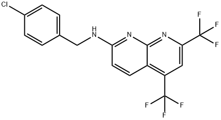 1,8-Naphthyridin-2-amine,N-[(4-chlorophenyl)methyl]-5,7-bis(trifluoromethyl)-(9CI) Struktur