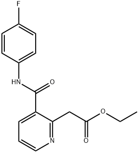 Ethyl {3-[(4-fluoroanilino)carbonyl]pyridin-2-yl}acetate, 2-(2-Ethoxy-2-oxoethyl)-N-(4-fluorophenyl)pyridine-3-carboxamide Struktur