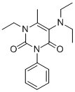 5-(Diethylamino)-1-ethyl-6-methyl-3-phenyluracil Struktur