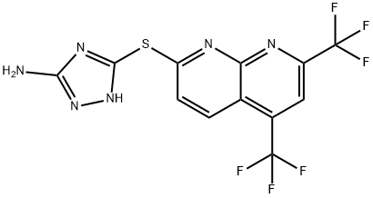 1H-1,2,4-Triazol-3-amine,5-[[5,7-bis(trifluoromethyl)-1,8-naphthyridin-2-yl]thio]-(9CI) Struktur