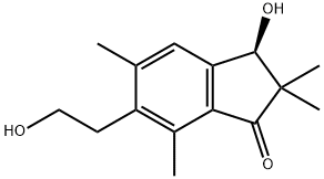 [R,(-)]-2,3-Dihydro-3-hydroxy-6-(2-hydroxyethyl)-2,2,5,7-tetramethyl-1H-indene-1-one Struktur