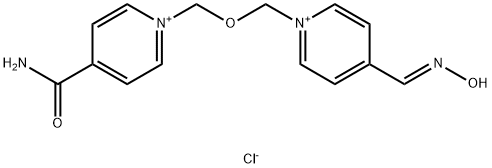 Pyridinium, 4-carbamoyl-4'-formyl-1,1'-(oxydimethylene)di-, dichloride, 4'-oxime Struktur