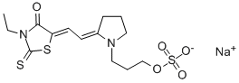 sodium 3-[2-[(3-ethyl-4-oxo-2-thioxothiazolidin-5-ylidene)ethylidene]pyrrolidin-1-yl]propyl sulphate Struktur