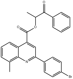 1-methyl-2-oxo-2-phenylethyl 2-(4-bromophenyl)-8-methyl-4-quinolinecarboxylate Struktur