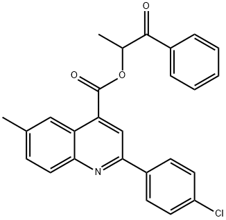 1-methyl-2-oxo-2-phenylethyl 2-(4-chlorophenyl)-6-methyl-4-quinolinecarboxylate Struktur