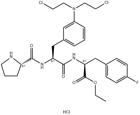 ethyl N-[3-[bis(2-chloroethyl)amino]-3-phenyl-N-L-prolyl-L-alanyl]-4-fluoro-3-phenyl-L-alaninate monohydrochloride  Struktur