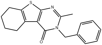 5,6,7,8-Tetrahydro-2-methyl-3-(phenylmethyl)[1]benzothieno[2,3-d]pyrimidin-4(3H)-one Struktur