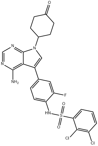 BenzenesulfonaMide, N-[4-[4-aMino-7-(4-oxocyclohexyl)-7H-pyrrolo[2,3-d]pyriMidin-5-yl]-2-fluorophenyl]-2,3-dichloro- Struktur